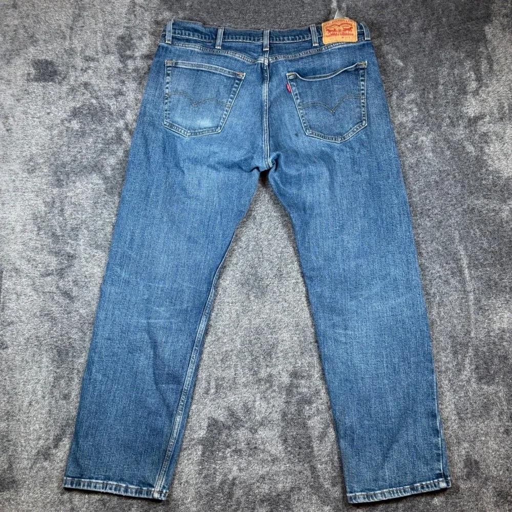 Levi's 505 Jeans Mens 38x30 Blue Regular Fit Straight Leg Distressed USA
